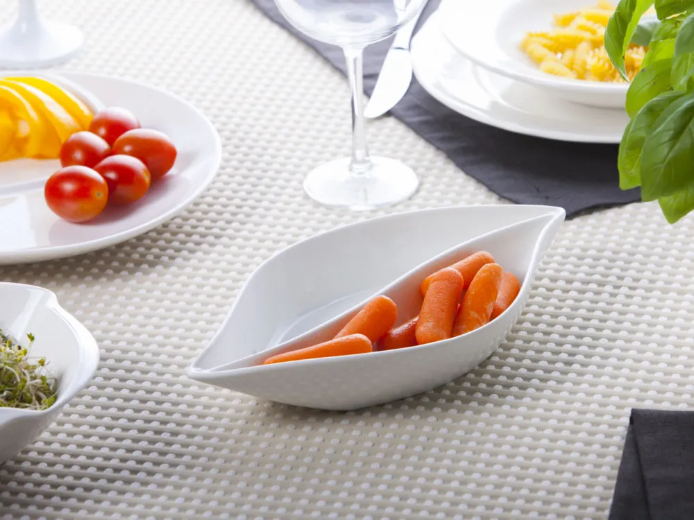 Dipówki / naczynie salaterka do dipów i przekąsek 2-dzielna porcelana Altom Design Regular łódka 26,5 cm
