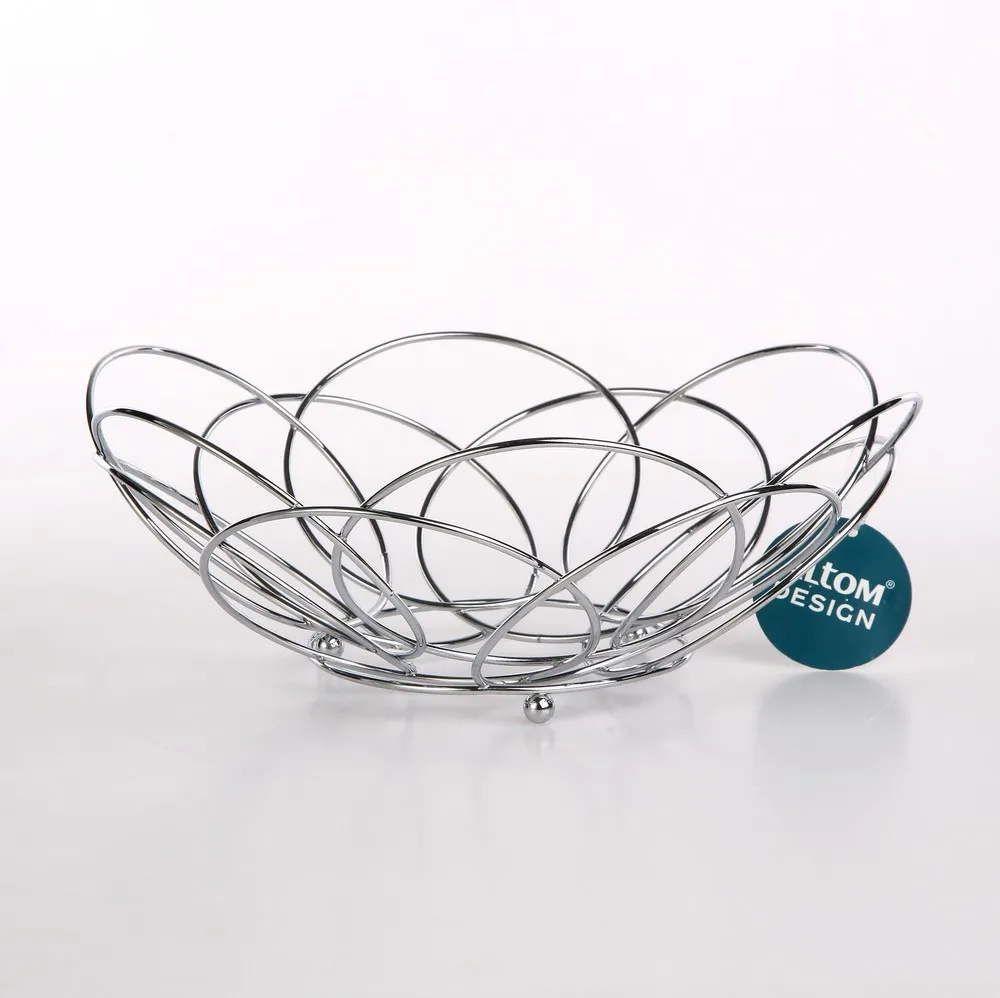 Koszyk / pojemnik metalowy druciany na owoce kuchenny chromowany Altom Design okrągły Koła 10 x 26,5 cm