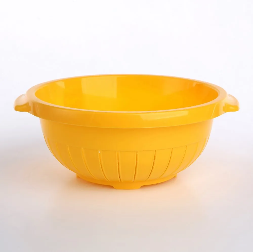 Cedzak / durszlak kuchenny okrągły plastikowy stojący Tontarelli 27 cm żółty