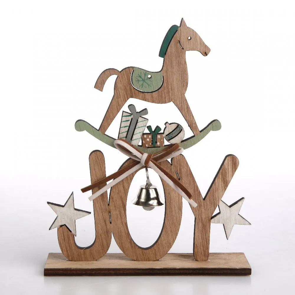 Figurka / ozdoba / dekoracja świąteczna / drewniana święta Boże Narodzenie Altom Design konik Joy 17,5 x 21 cm