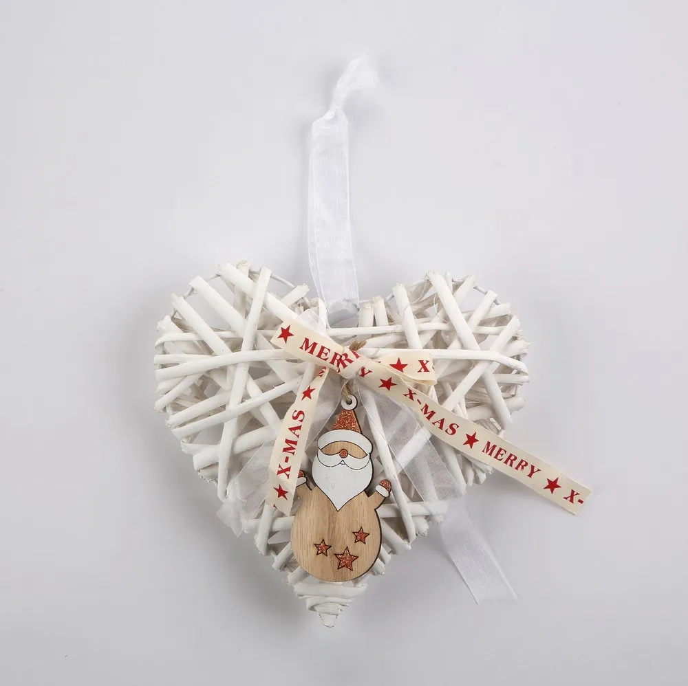 Ozdoba świąteczna na choinkę / zawieszka choinkowa wiklinowa Boże Narodzenie Altom Design "Serce z Mikołajem"