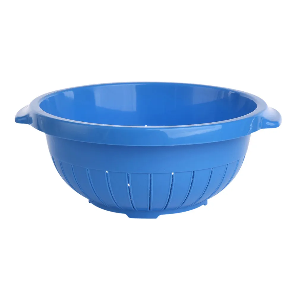 Cedzak / durszlak kuchenny okrągły plastikowy stojący Tontarelli 27 cm niebieski