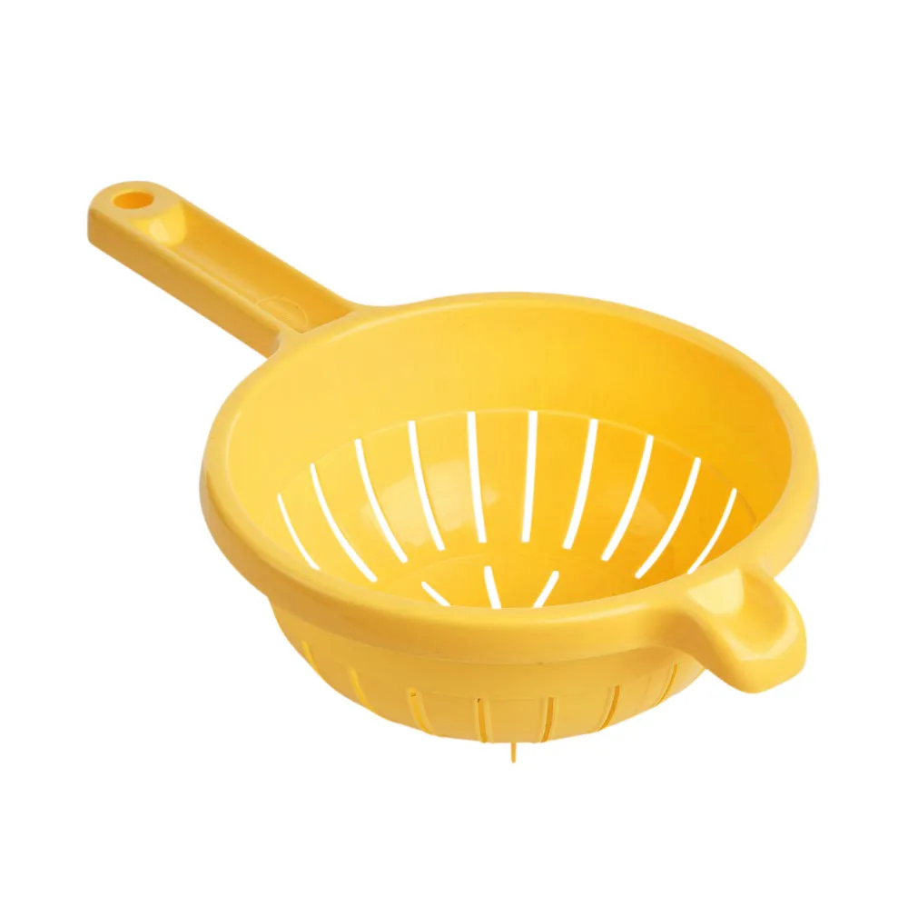 Cedzak / durszlak kuchenny okrągły plastikowy stojący z rączką Tontarelli 19 cm żółty