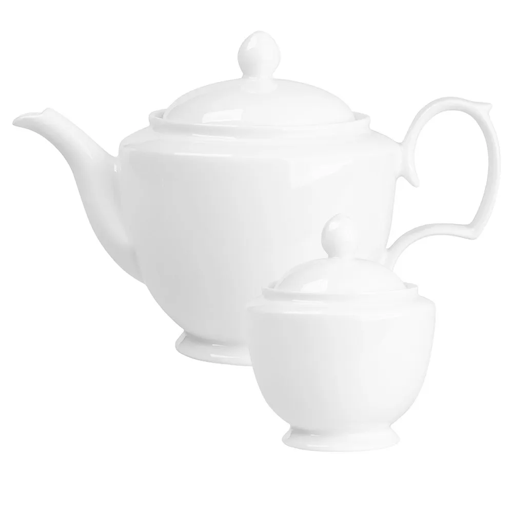 Cukiernica i dzbanek do herbaty porcelanowe MariaPaula Biała Karolina