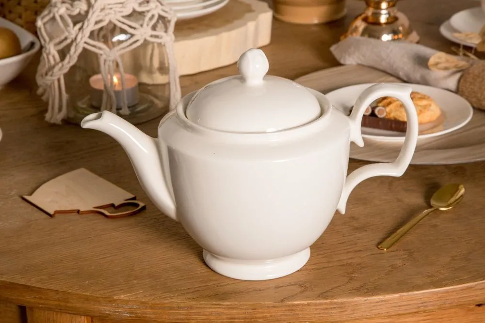 Dzbanek do herbaty i kawy porcelanowy MariaPaula Ecru kremowy 1,2 l
