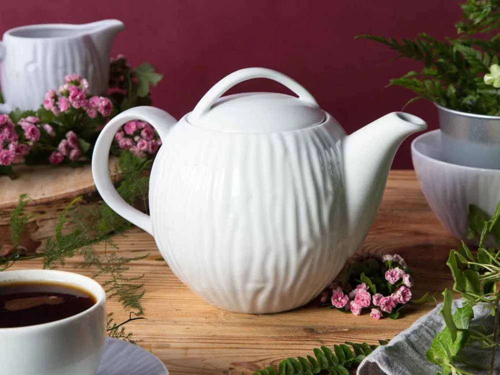 Dzbanek do herbaty i kawy porcelanowy MariaPaula Natura biała 1,3 l