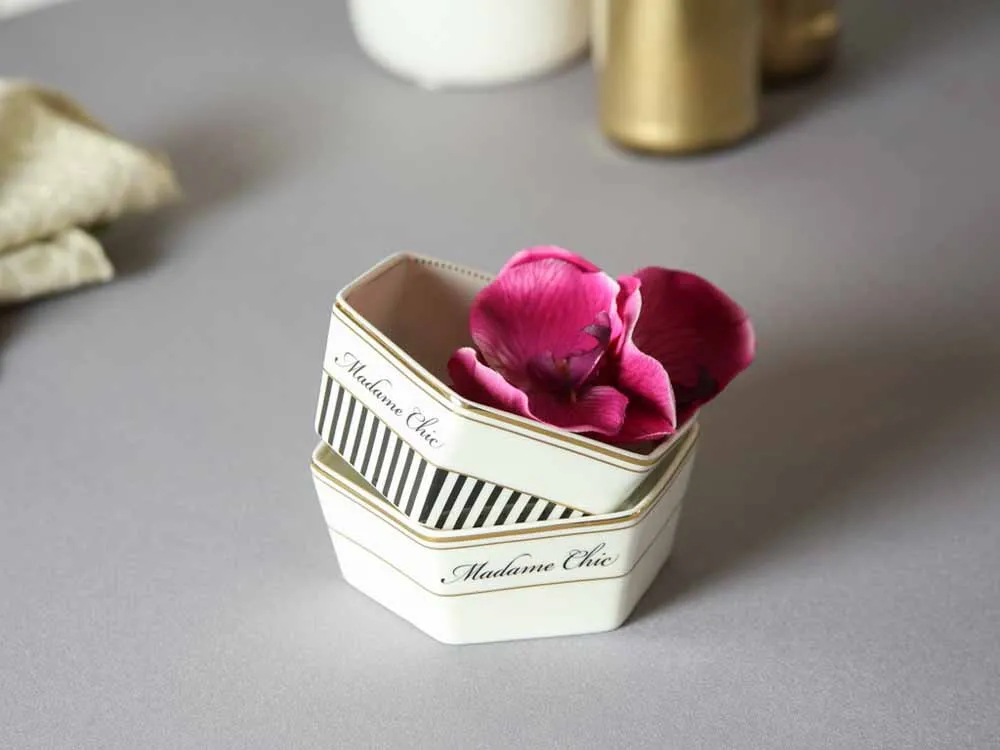 Dipówka / miseczka do dipów / salaterka porcelanowa sześciokątna Altom Design Madame Chic (2 wzory) 11 cm