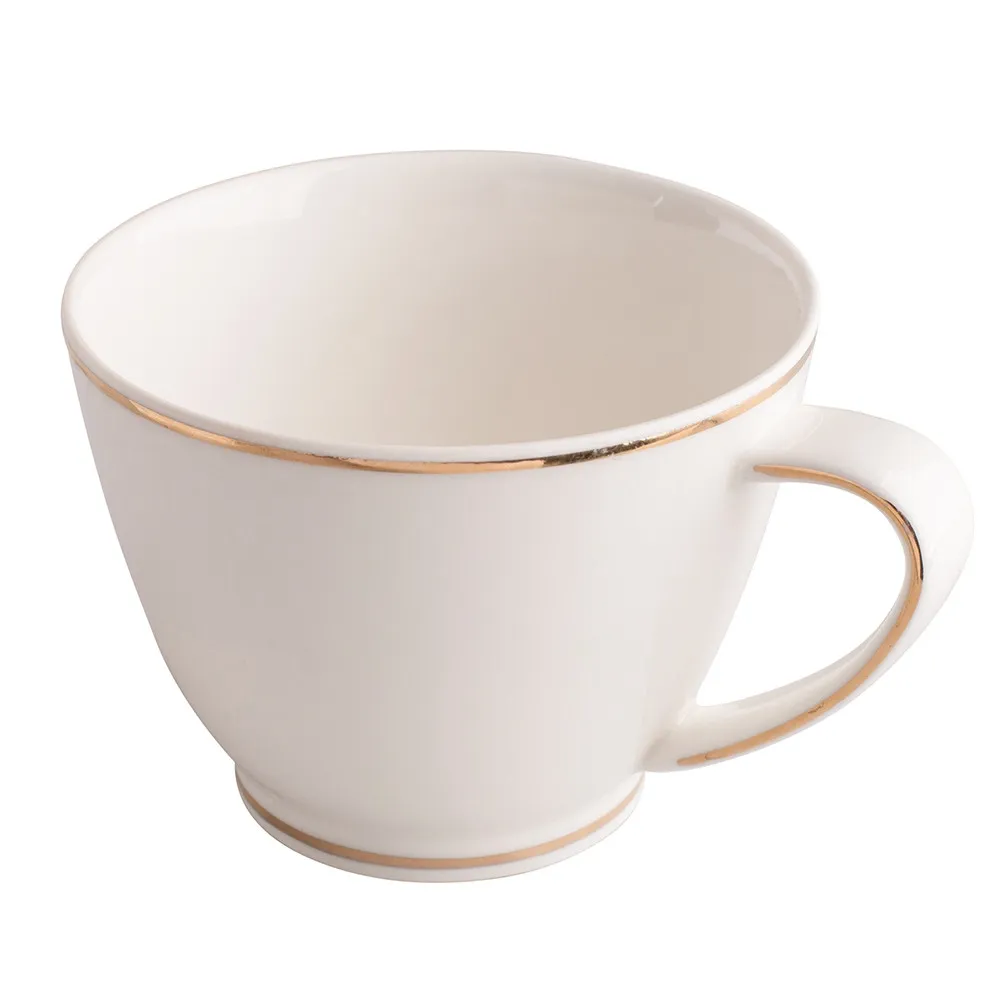 Filiżanka do kawy i herbaty porcelanowa MariaPaula Nova Ecru Złota Linia kremowa 400 ml 