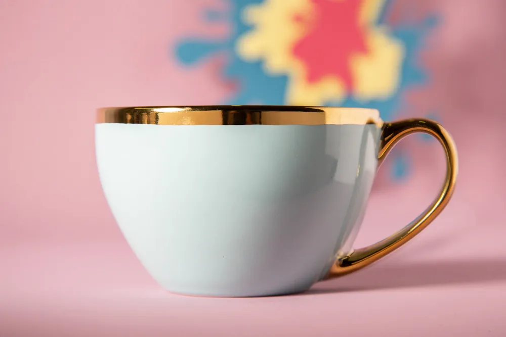 Filiżanka do kawy i herbaty porcelanowa Altom Design Aurora Gold Miętowa 400 ml