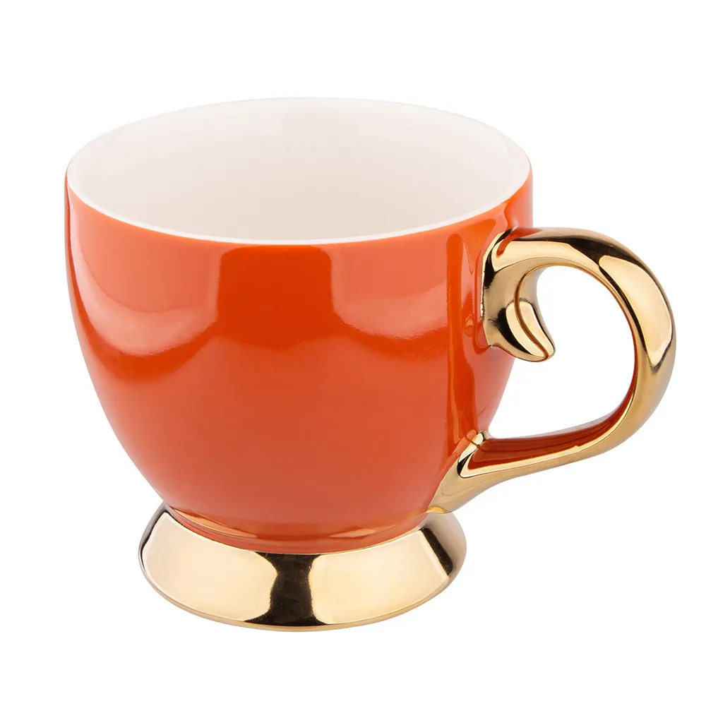 Filiżanka do kawy i herbaty porcelanowa Altom Design Aurora Gold pomarańczowa 400 ml