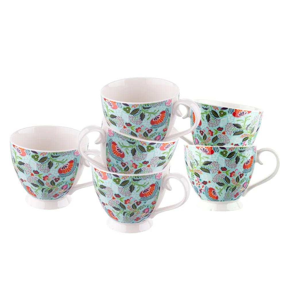 Filiżanki do kawy i herbaty porcelanowe Altom Design Folk Flowers A 350 ml, 6 szt.