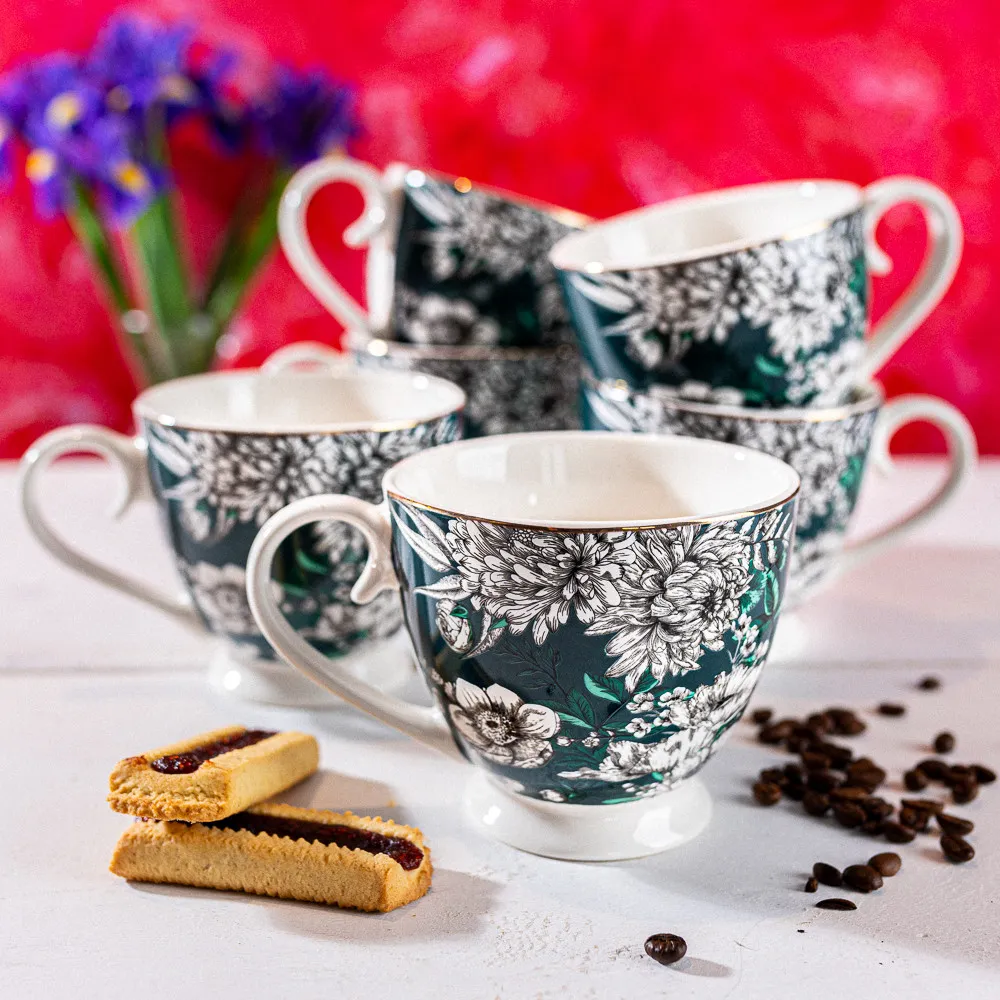 Filiżanki do kawy i herbaty porcelanowe Altom Design Poppy 350 ml ciemne, 6 szt.