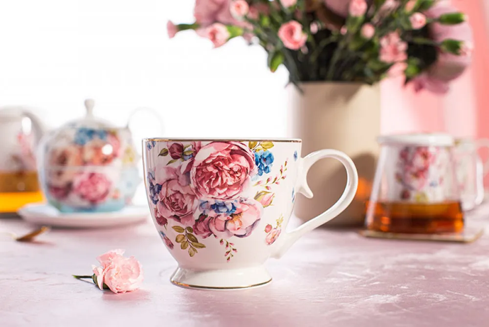 Filiżanka do kawy i herbaty porcelanowa Altom Design Scarlett 350 ml jasna
