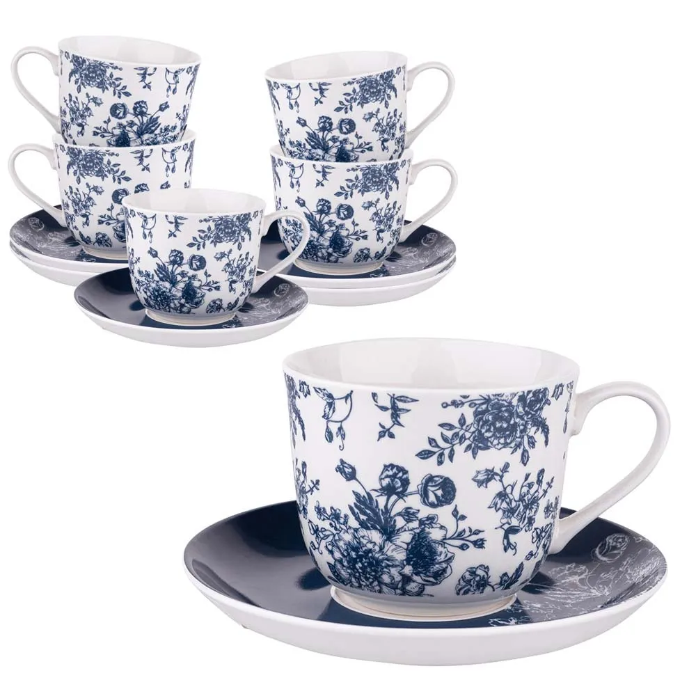 Filiżanki do kawy i herbaty ze spodkami porcelanowe Altom Design Elisabeth 350 ml, 6 szt.