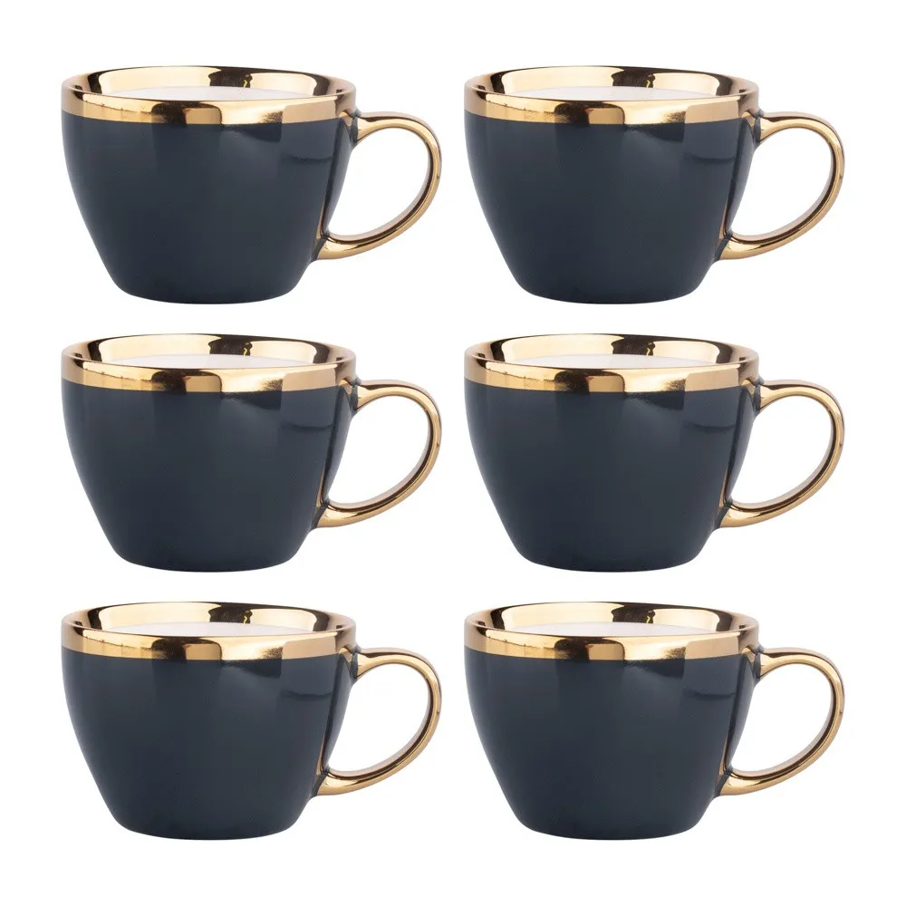 Filiżanki do kawy i herbaty porcelanowe Altom Design Aurora Gold Granatowa 300 ml, 6 szt.