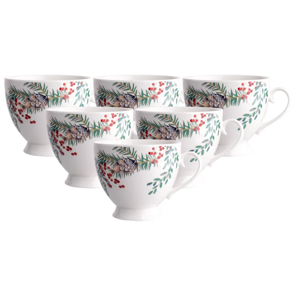 Filiżanki do kawy i herbaty porcelanowe święta Boże Narodzenie Altom Design Wonderland 350 ml, 6 szt.