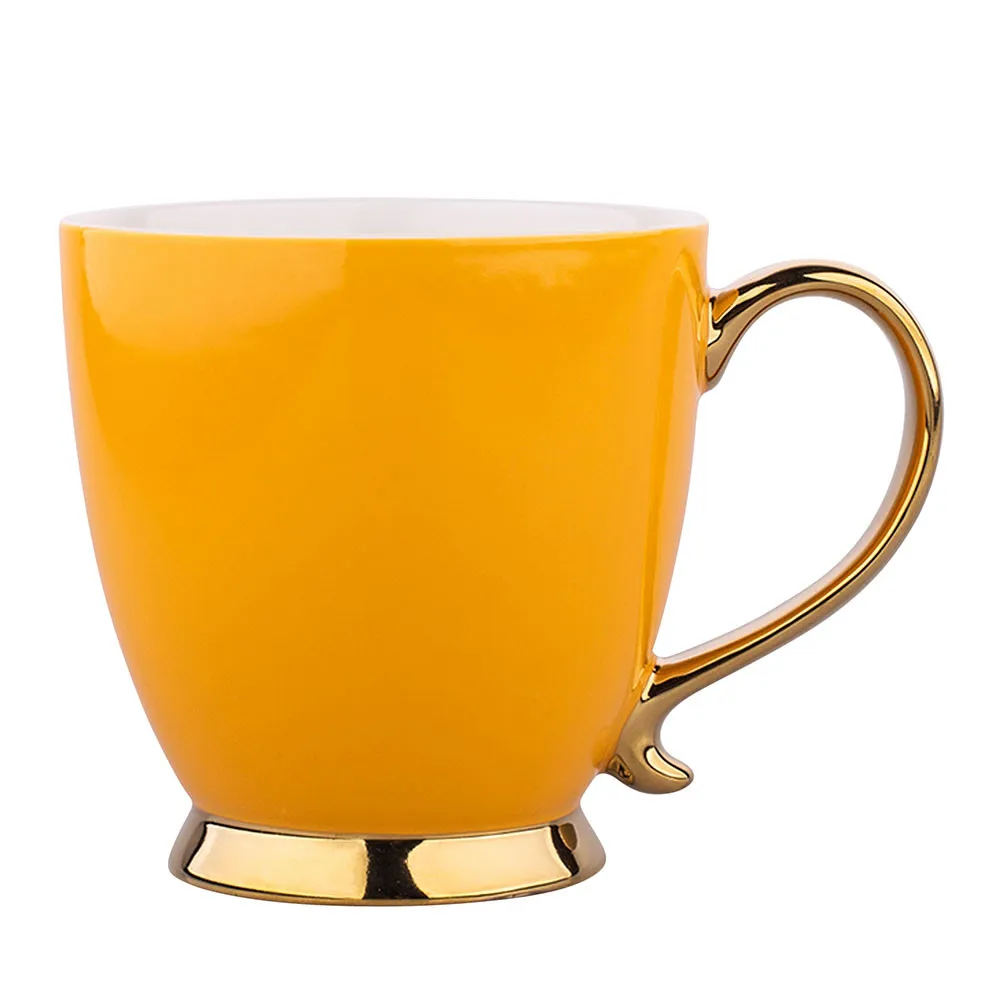 Duży kubek do kawy i herbaty porcelanowy Altom Design Urban Gold Exotic 430 ml żółty