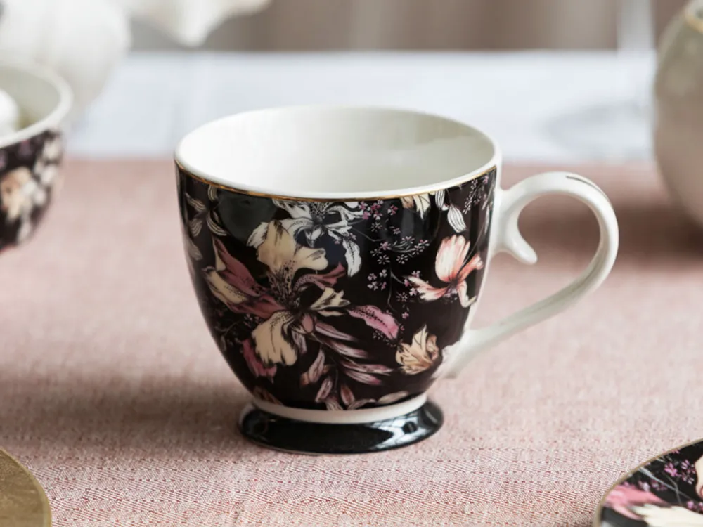 Filiżanka do kawy i herbaty porcelanowa Altom Design  Black Lily 350 ml