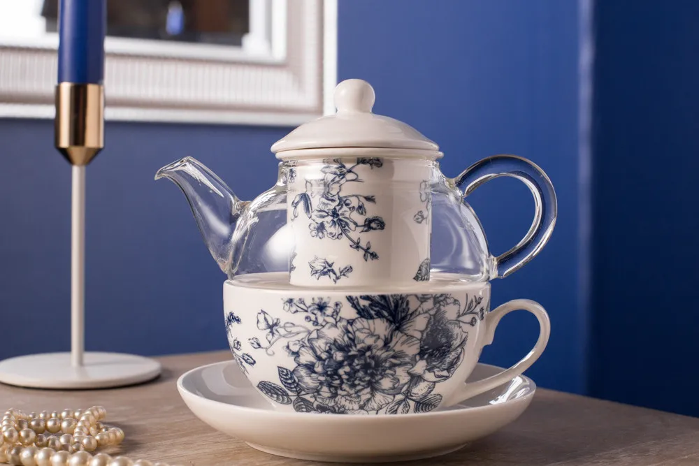Dzbanek szklany do herbaty z filiżanką i zaparzaczem Altom Design Elisabeth