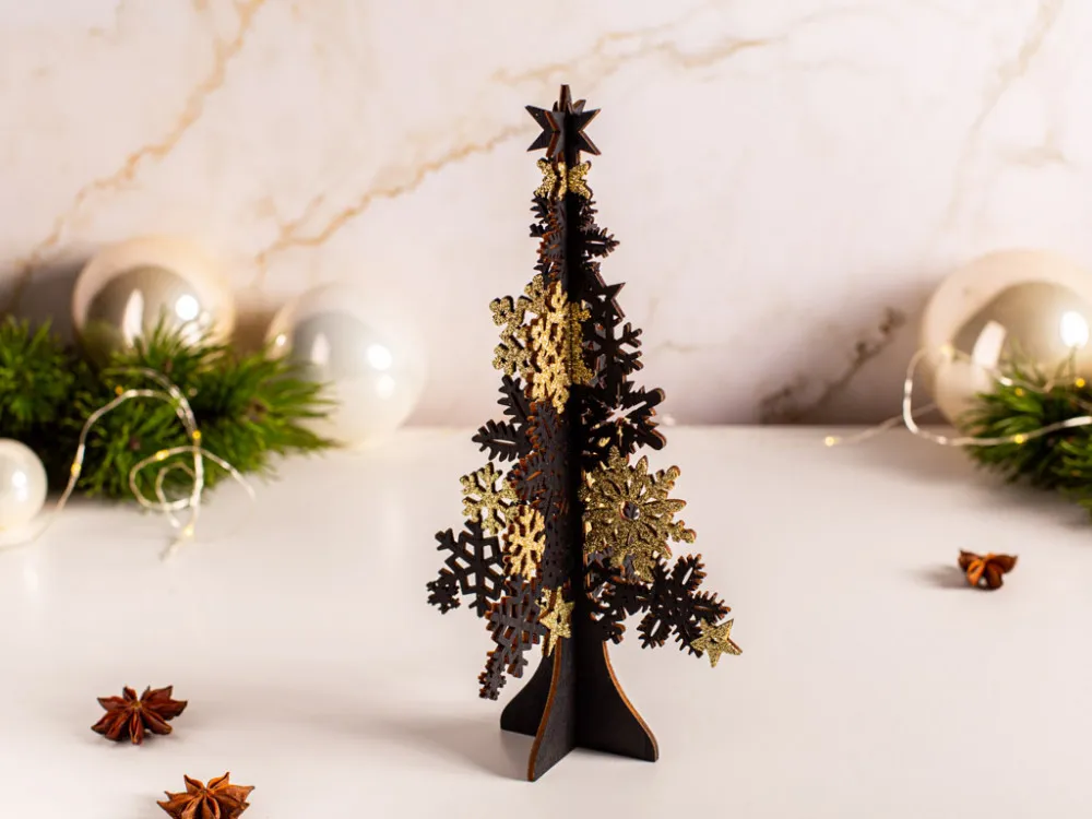 Ozdoba świąteczna Boże Narodzenie Altom Design Choinka czarno-złota 22 cm
