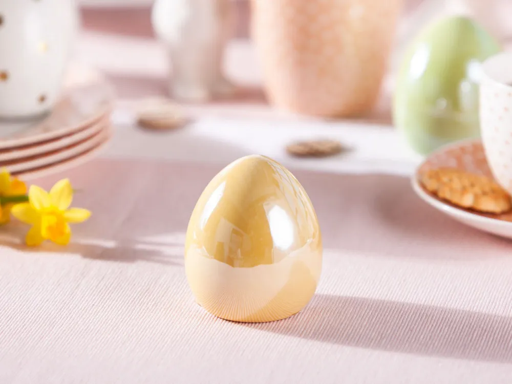 Figurka / ozdoba jajko ceramiczne święta Wielkanoc Altom Design perłowe żółte