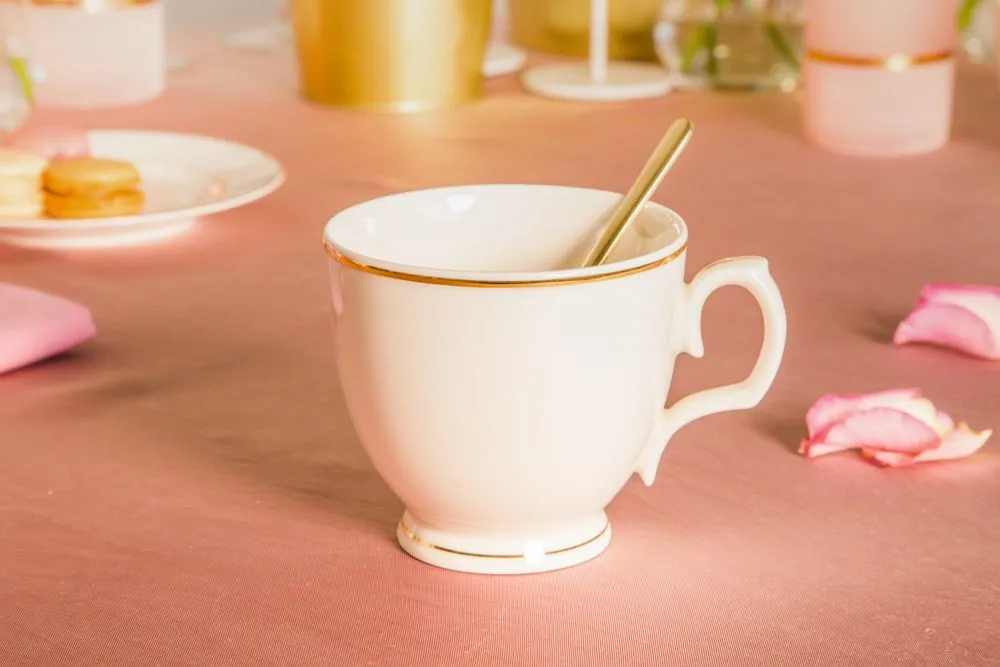 Filiżanka do kawy i herbaty porcelanowa MariaPaula Ecru Złota Linia kremowa 350 ml