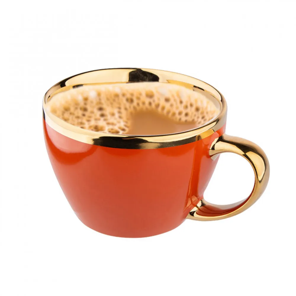 Filiżanka do kawy i herbaty porcelanowa Altom Design Aurora Gold pomarańczowa 300 ml