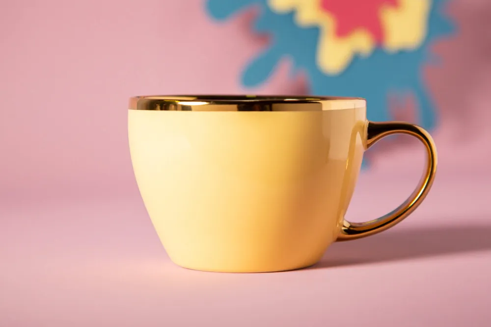 Filiżanki do kawy i herbaty porcelanowe Altom Design Aurora Gold Żółta 300 ml, 6 szt.