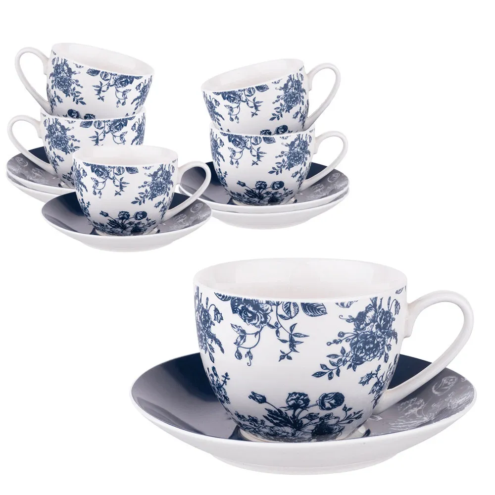Filiżanki do kawy i herbaty porcelanowe ze spodkami Altom Design Elisabeth 200 ml, 6 szt.