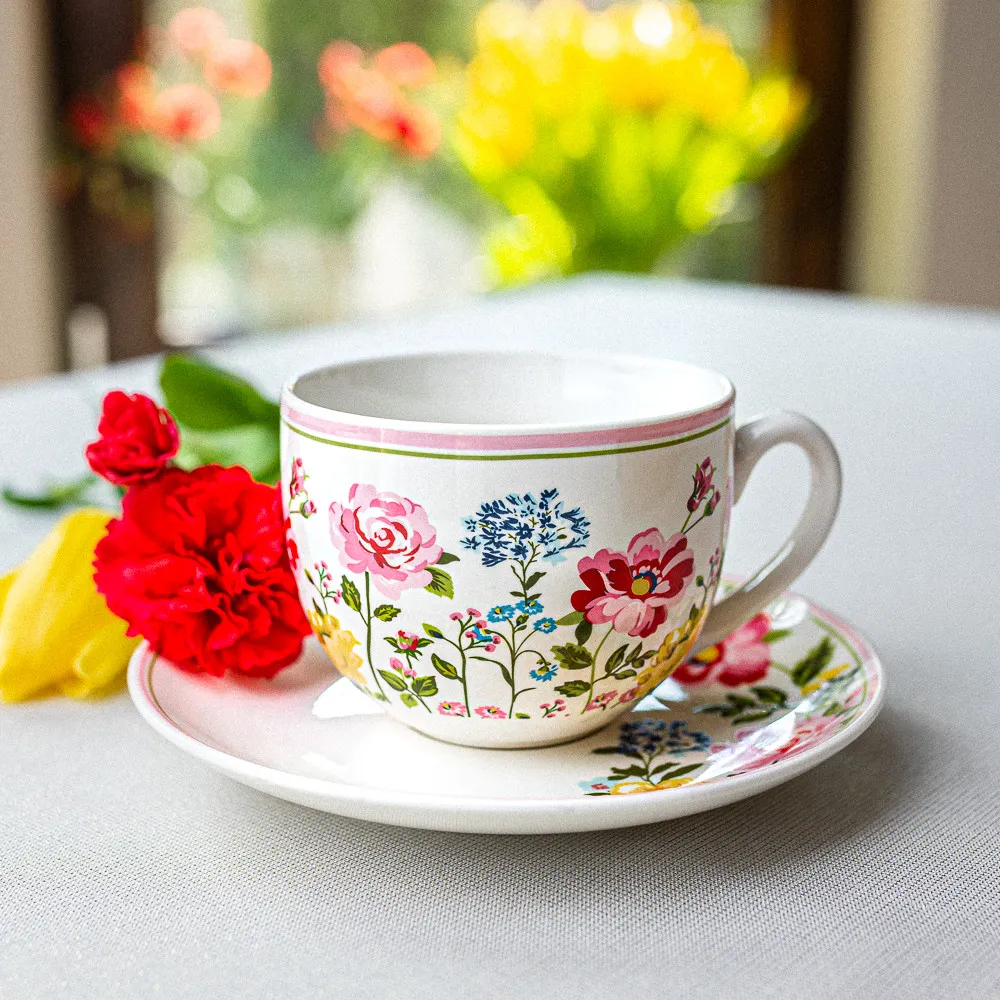 Filiżanka do kawy i herbaty porcelanowa ze spodkiem Altom Design Primavera 200 ml 