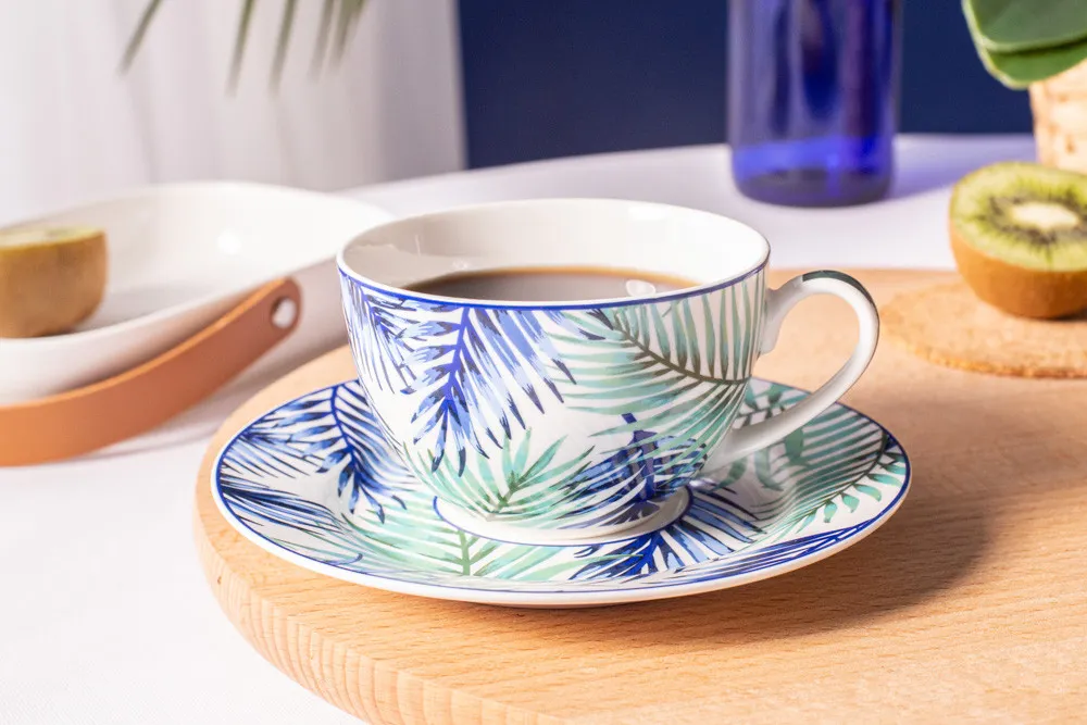 Filiżanka do kawy i herbaty ze spodkiem porcelanowa Altom Design Botanical 200 ml