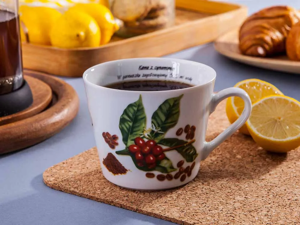 Duży kubek / filiżanka do kawy i herbaty Jumbo porcelanowa Karolina Żyj Zdrowo Kolorowo 350 ml