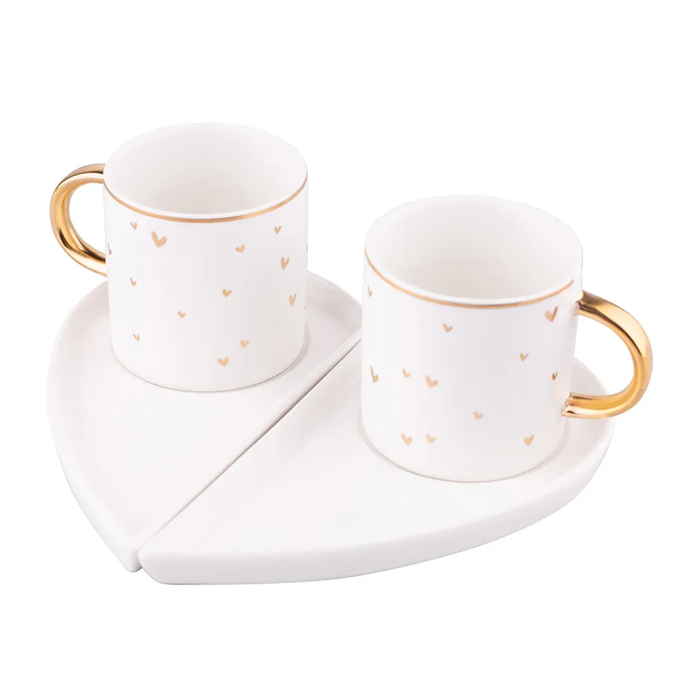 Filiżanki do kawy i herbaty porcelanowe ze spodkiem w kształcie serca Altom Design 150 ml