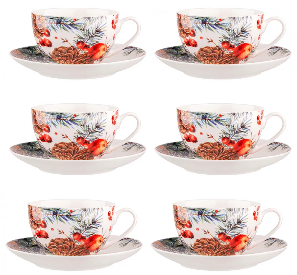 Filiżanki do kawy i herbaty ze spodkiem porcelanowe Altom Design Cranberry 200 ml, 6 szt.