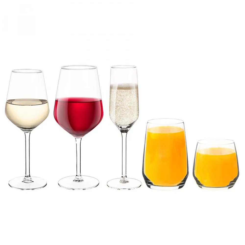 Kieliszki do szampana, czerwonego i białego wina oraz szklanki dla 6 osób Altom Design Rubin, komplet 30 szt.