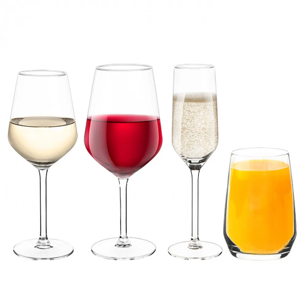 Kieliszki do szampana, czerwonego i białego wina oraz wysokie szklanki dla 6 osób Altom Design Rubin, komplet 24 szt.