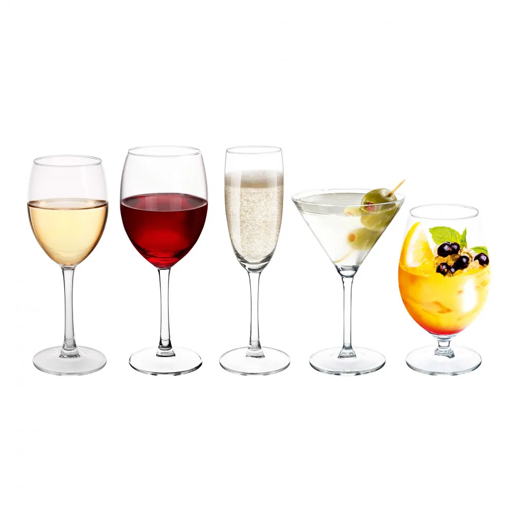 Kieliszki do szampana, martini, czerwonego i białego wina oraz szklanki dla 6 osób Altom Design Diamond, komplet 30 szt.