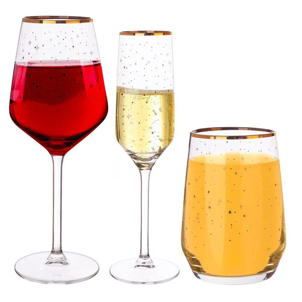 Kieliszki do wina czerwonego, szampana i szklanki do napojów dla 8 osób Altom Design Rubin Star, komplet 24 szt.