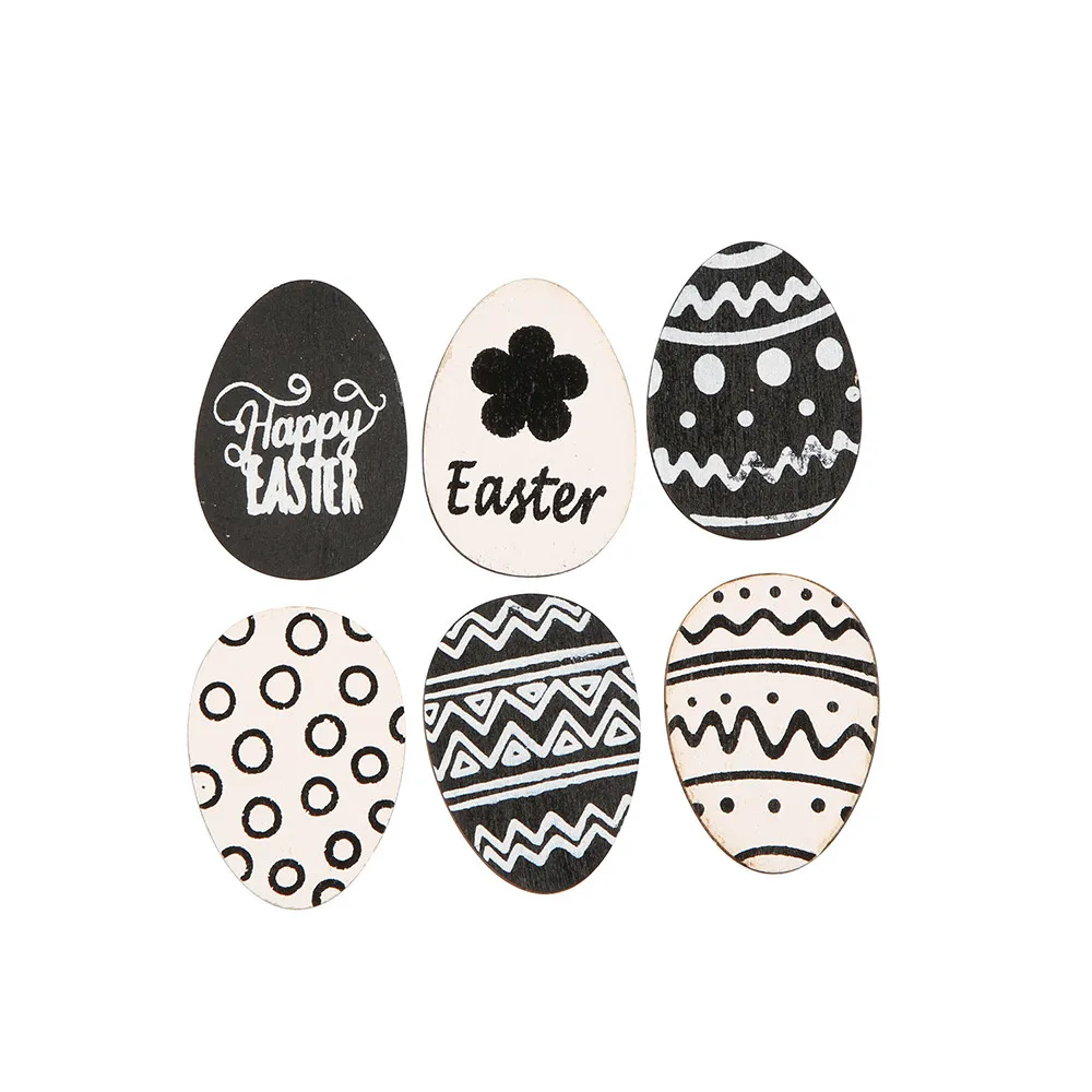 Klips / zawieszka / ozdoba jajka drewniane święta Wielkanoc Altom Design czarno-białe