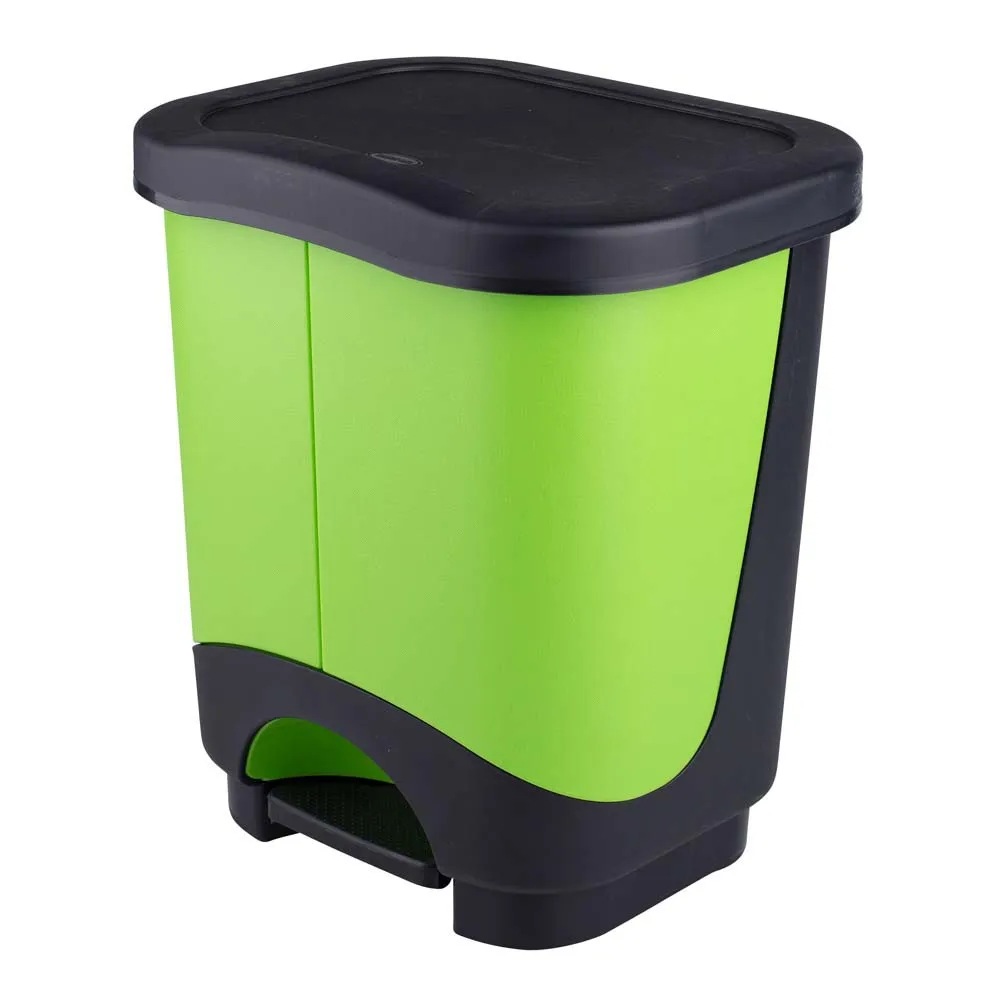 Kosz / pojemnik do segregacji śmieci podwójny z pedałem Tontarelli Idea 2 x 10,5 l zielony