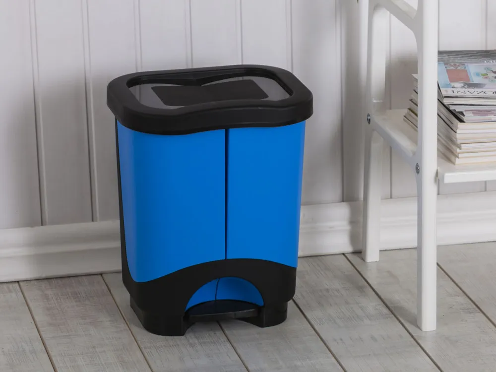 Kosz / pojemnik do segregacji śmieci podwójny z pedałem Tontarelli Idea 2 x 10,5 l niebieski