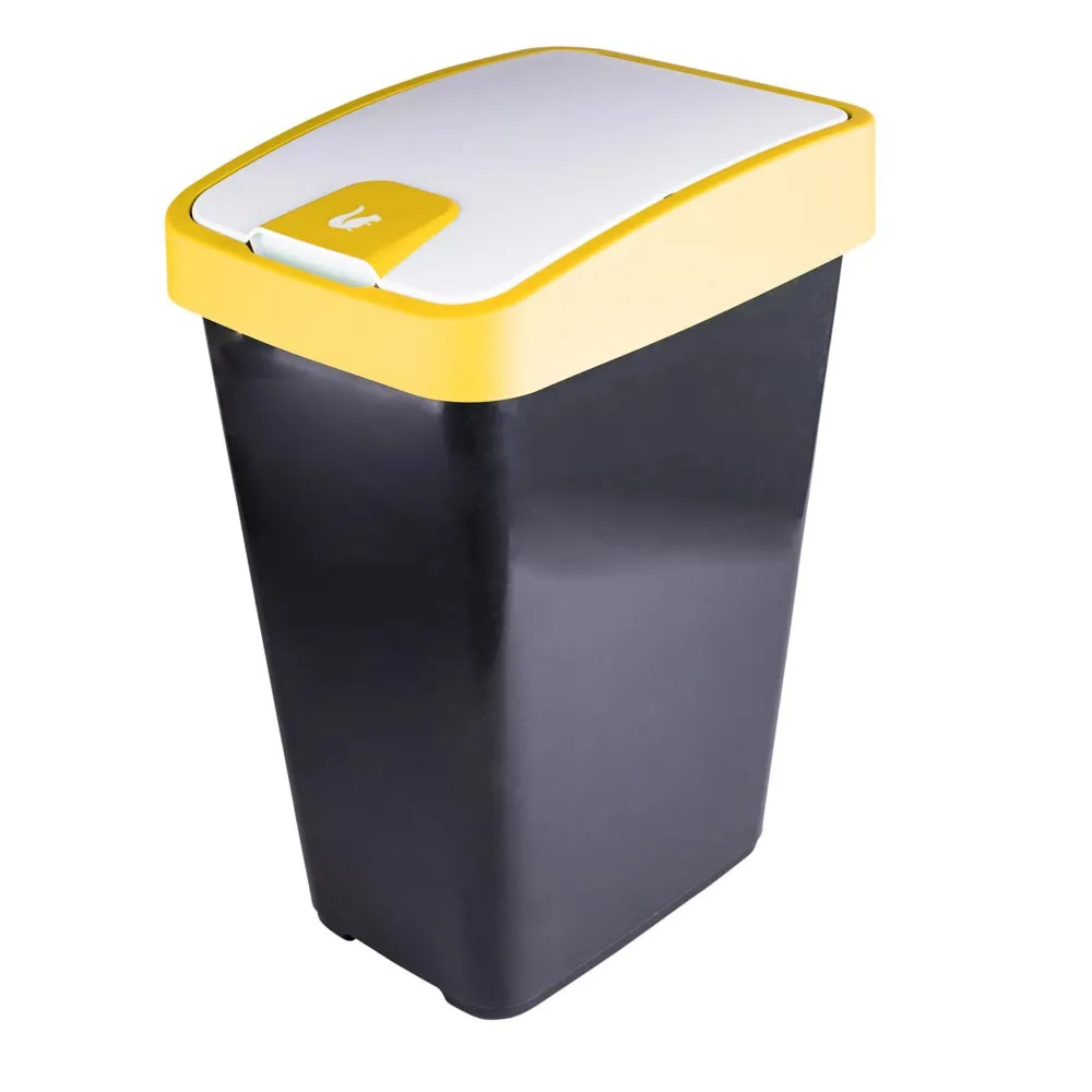 Kosz / pojemnik na śmieci z naciskaną pokrywą żółtą Keeeper 45 l