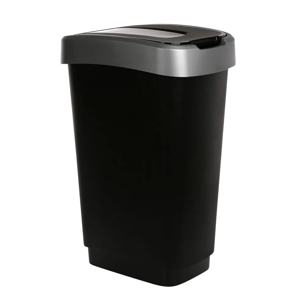 Kosz / pojemnik na śmieci z pokrywą obrotową Artgos Klip czarno-srebrny 50 l 