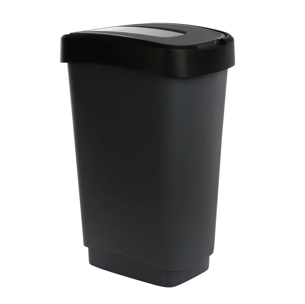 Kosz / pojemnik na śmieci z pokrywą obrotową Artgos Klip czarno-szary 50 l 
