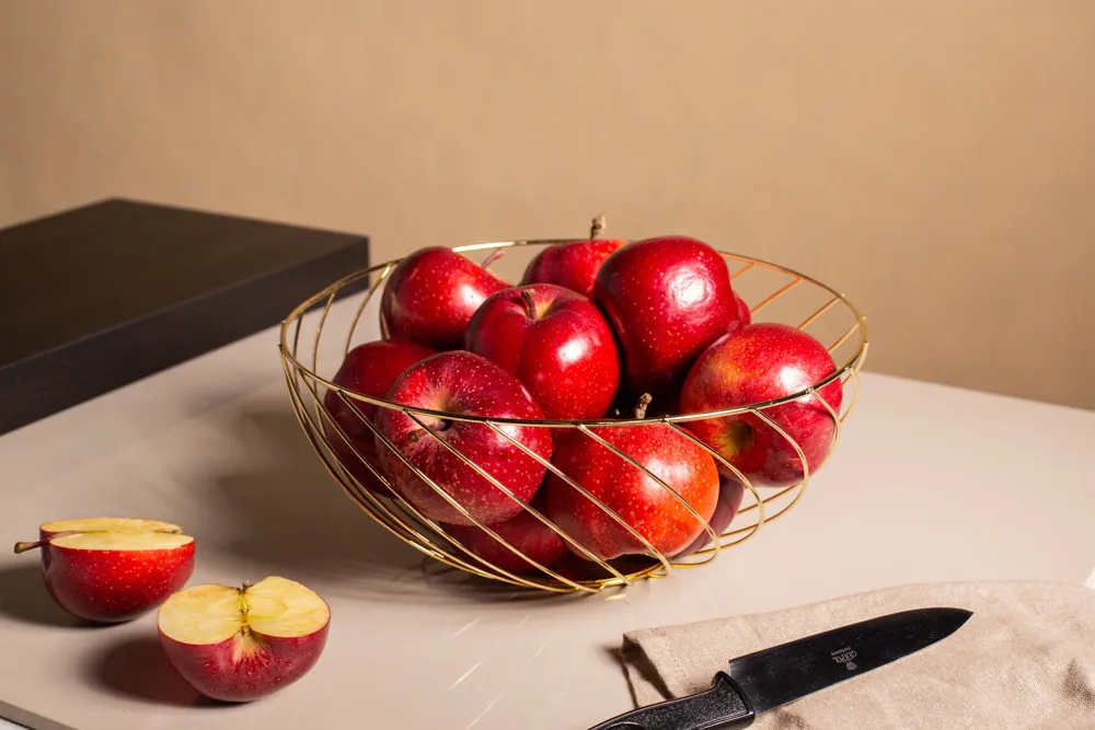 Koszyk metalowy / druciany na owoce złoty Altom Design skręcony 28 cm