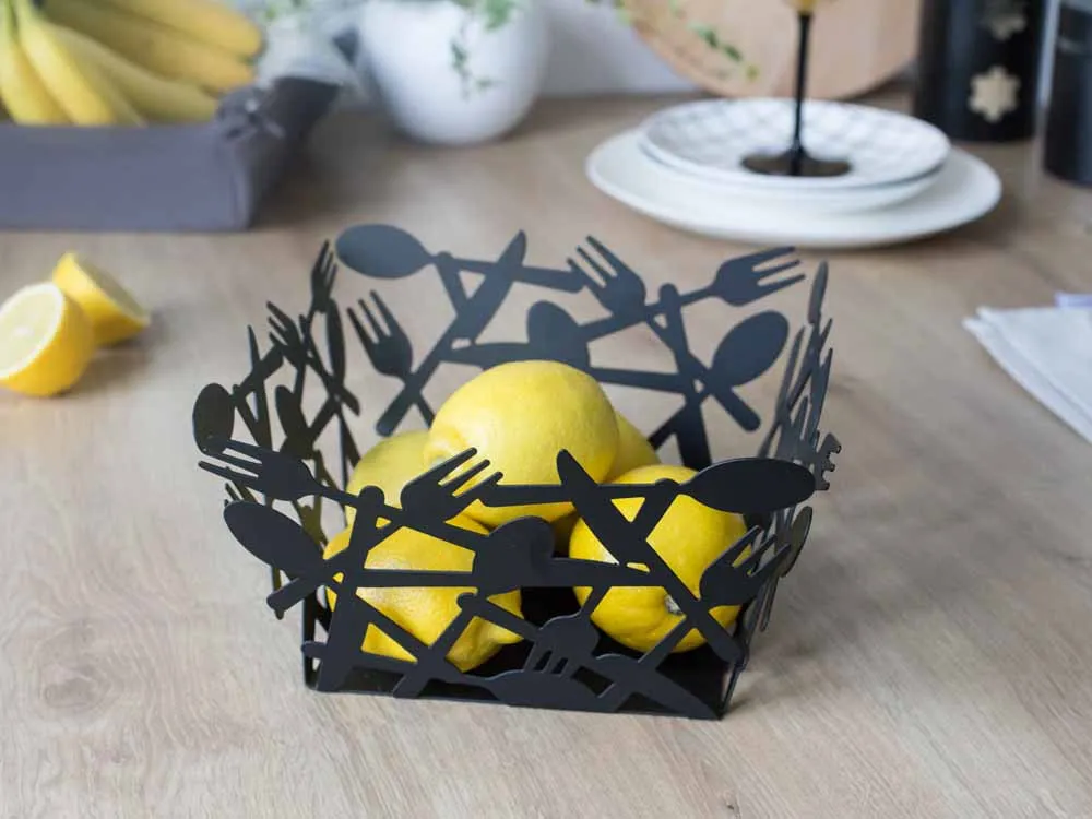 Koszyk na owoce / pieczywo / do przechowywania metalowy Altom Design Sztućce Czarny 21 x 12,5 cm