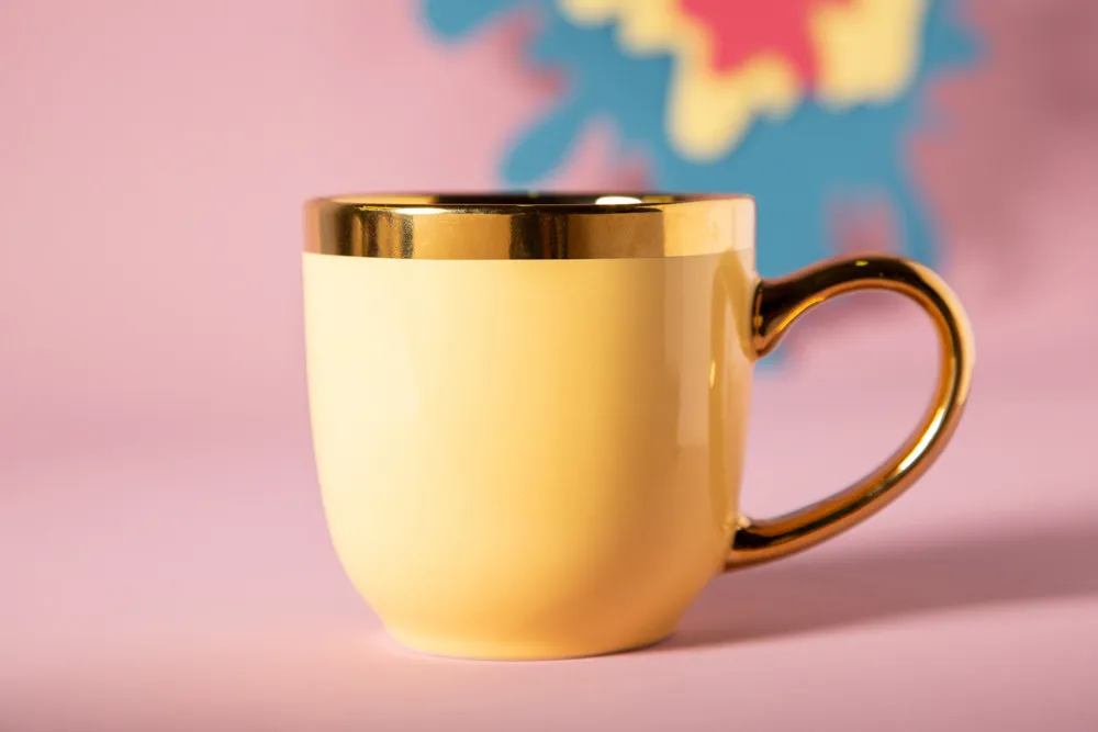 Kubki do kawy i herbaty porcelanowe Altom Design Aurora Gold Żółta 300 ml, 6 szt.