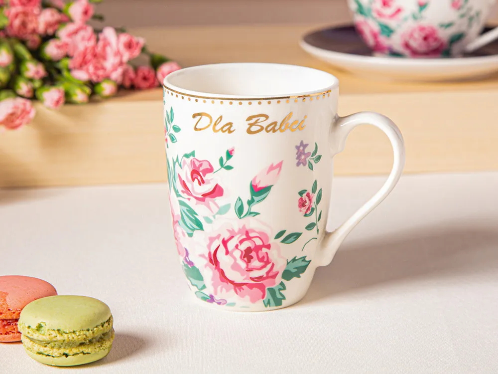 Kubek do kawy i herbaty porcelanowy Altom Design Charlotta dla Babci 300 ml