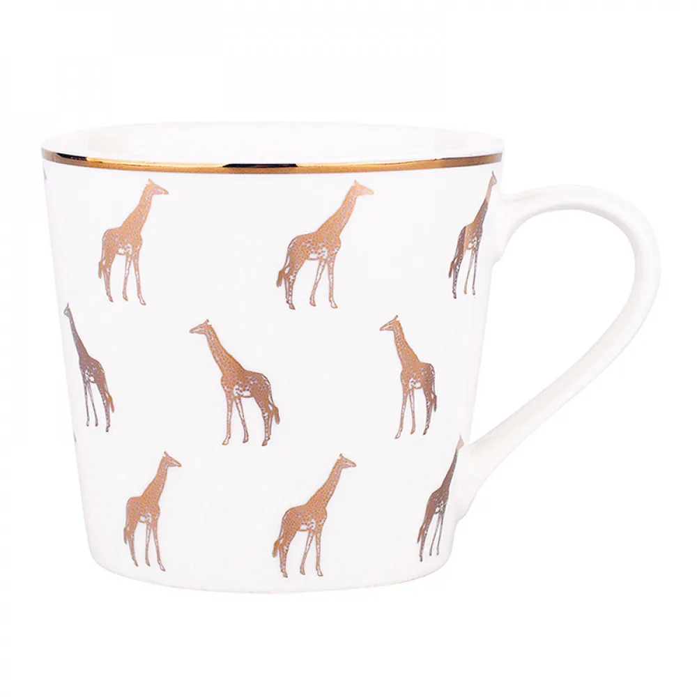 Kubek do kawy i herbaty porcelanowy Altom Design dekoracja Żyrafa 350 ml biały