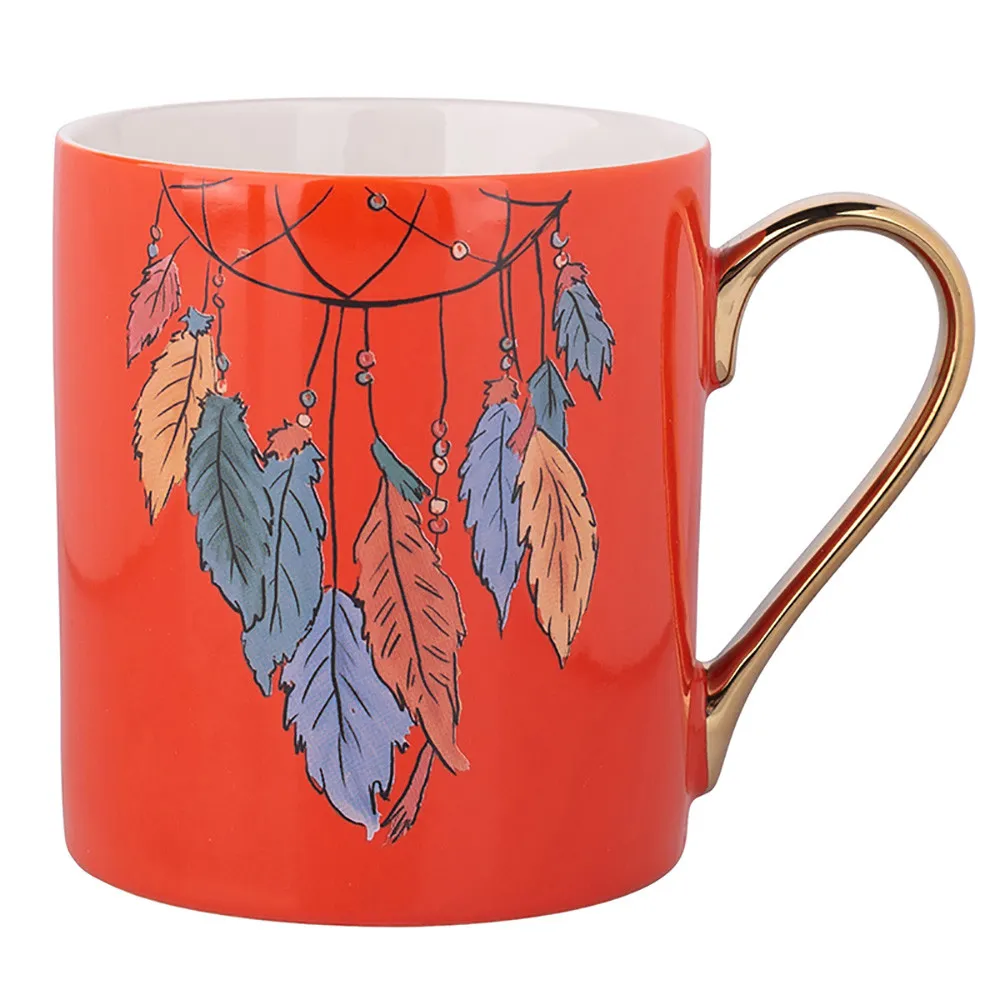 Kubki do kawy i herbaty porcelanowe Altom Design Exotic Pióra pomarańczowe 300 ml, 6 szt.